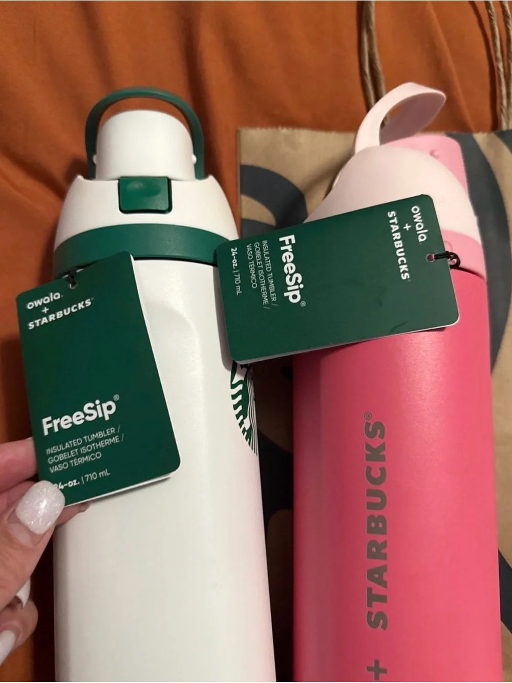 Starbucks White & Pink Owala Insulated Bottles